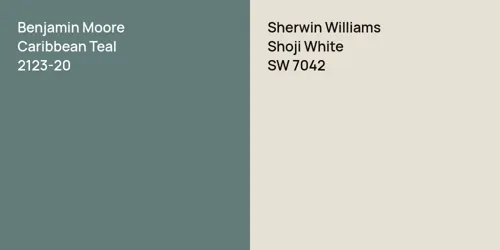 2123-20 Caribbean Teal vs SW 7042 Shoji White