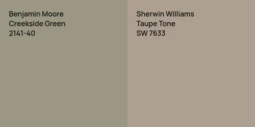 2141-40 Creekside Green vs SW 7633 Taupe Tone