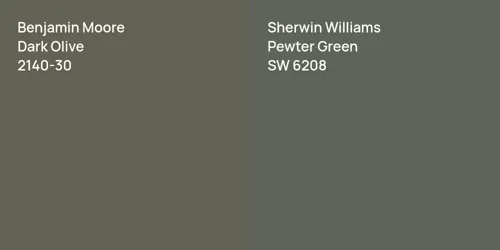 2140-30 Dark Olive vs SW 6208 Pewter Green