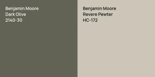 2140-30 Dark Olive vs HC-172 Revere Pewter