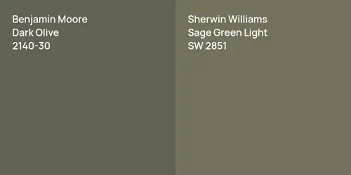 2140-30 Dark Olive vs SW 2851 Sage Green Light