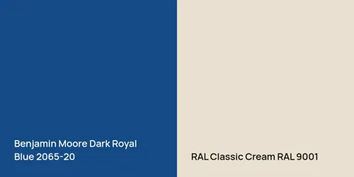 2065-20 Dark Royal Blue vs RAL 9001  Cream