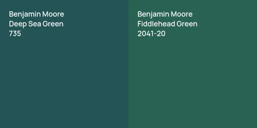 Compare Benjamin Moore Deep Sea Green with other colors