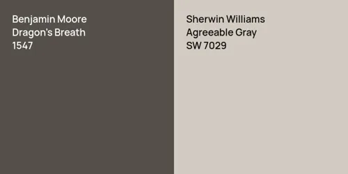 1547 Dragon's Breath vs SW 7029 Agreeable Gray