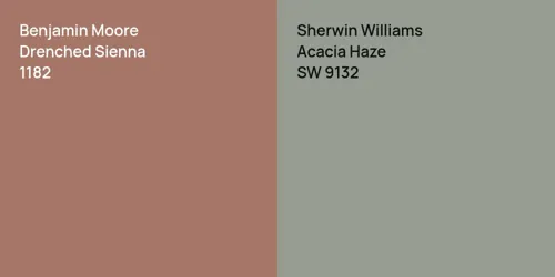 1182 Drenched Sienna vs SW 9132 Acacia Haze