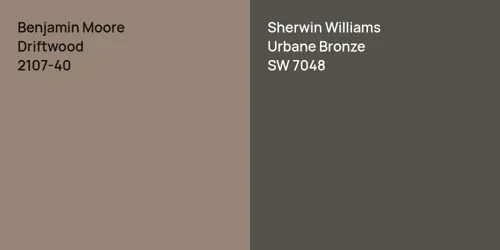 2107-40 Driftwood vs SW 7048 Urbane Bronze