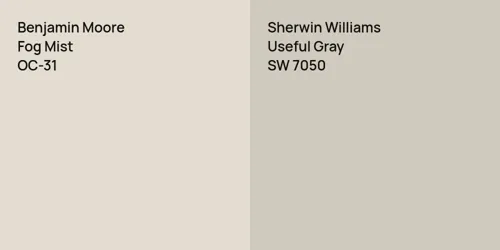 Benjamin Moore Fog Mist vs. Benjamin Moore Light Pewter comparison