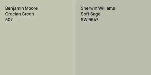 507 Grecian Green vs SW 9647 Soft Sage