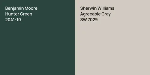 2041-10 Hunter Green vs SW 7029 Agreeable Gray