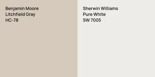 HC-78 Litchfield Gray vs SW 7005 Pure White