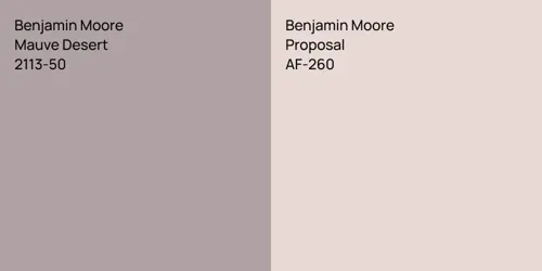 Benjamin Moore Mauve Desert vs. Benjamin Moore Winter Gray comparison