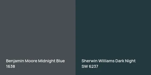 1638 Midnight Blue vs SW 6237 Dark Night