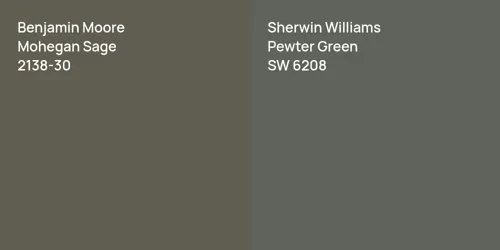 2138-30 Mohegan Sage vs SW 6208 Pewter Green