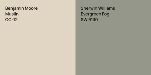 OC-12 Muslin vs SW 9130 Evergreen Fog