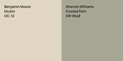 OC-12 Muslin vs SW 9648 Frosted Fern