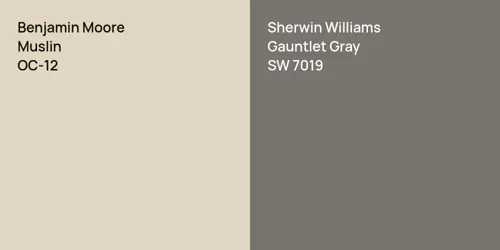 OC-12 Muslin vs SW 7019 Gauntlet Gray