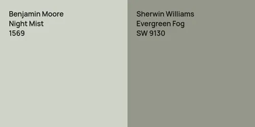 1569 Night Mist vs SW 9130 Evergreen Fog