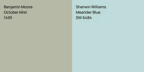 1495 October Mist vs SW 6484 Meander Blue