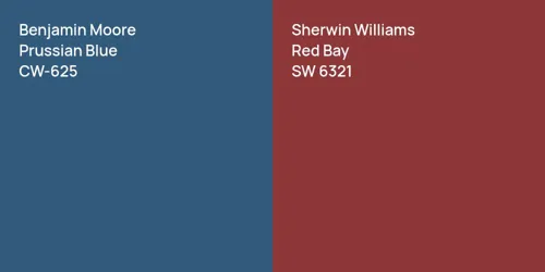 CW-625 Prussian Blue vs SW 6321 Red Bay