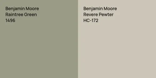 1496 Raintree Green vs HC-172 Revere Pewter