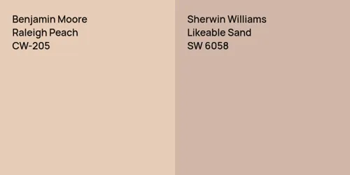 CW-205 Raleigh Peach vs SW 6058 Likeable Sand