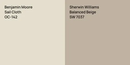 OC-142 Sail Cloth vs SW 7037 Balanced Beige