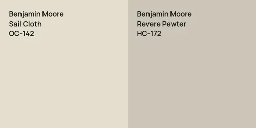 OC-142 Sail Cloth vs HC-172 Revere Pewter