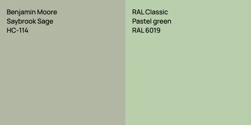 HC-114 Saybrook Sage vs RAL 6019  Pastel green