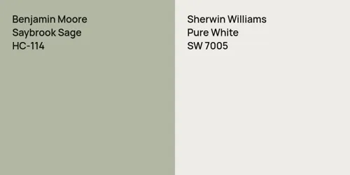 HC-114 Saybrook Sage vs SW 7005 Pure White