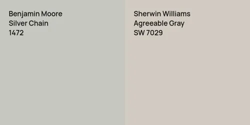 1472 Silver Chain vs SW 7029 Agreeable Gray