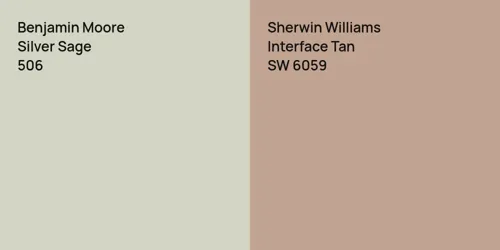 506 Silver Sage vs SW 6059 Interface Tan