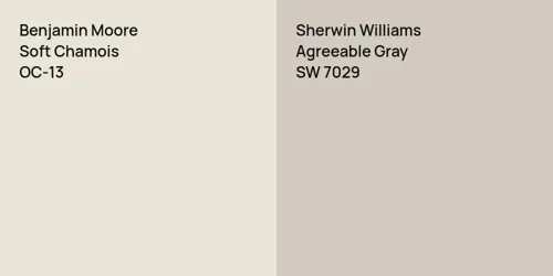 OC-13 Soft Chamois vs SW 7029 Agreeable Gray