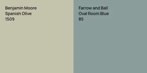 1509 Spanish Olive vs 85 Oval Room Blue