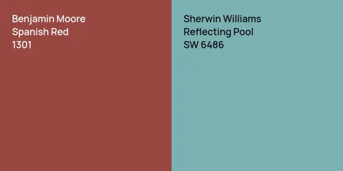 1301 Spanish Red vs SW 6486 Reflecting Pool