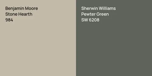 984 Stone Hearth vs SW 6208 Pewter Green