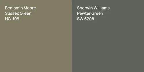 HC-109 Sussex Green vs SW 6208 Pewter Green