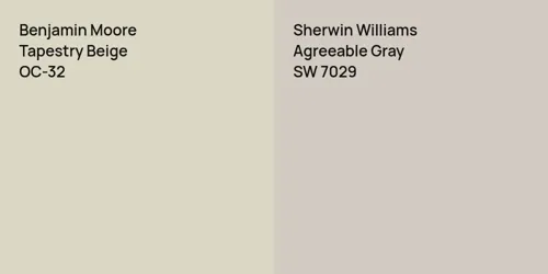 OC-32 Tapestry Beige vs SW 7029 Agreeable Gray