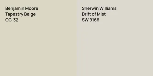 OC-32 Tapestry Beige vs SW 9166 Drift of Mist