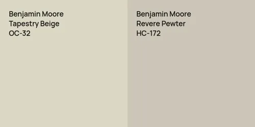 OC-32 Tapestry Beige vs HC-172 Revere Pewter