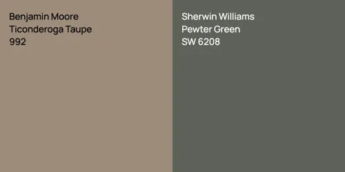 992 Ticonderoga Taupe vs SW 6208 Pewter Green