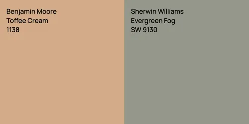 1138 Toffee Cream vs SW 9130 Evergreen Fog