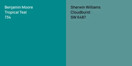 734 Tropical Teal vs SW 6487 Cloudburst