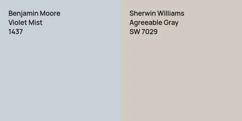 1437 Violet Mist vs SW 7029 Agreeable Gray