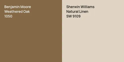 1050 Weathered Oak vs SW 9109 Natural Linen