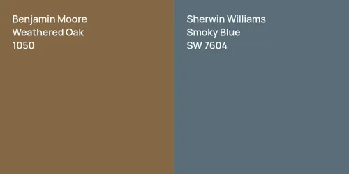 1050 Weathered Oak vs SW 7604 Smoky Blue