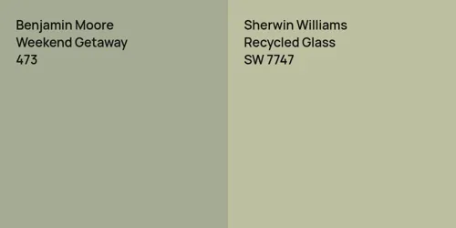 473 Weekend Getaway vs SW 7747 Recycled Glass