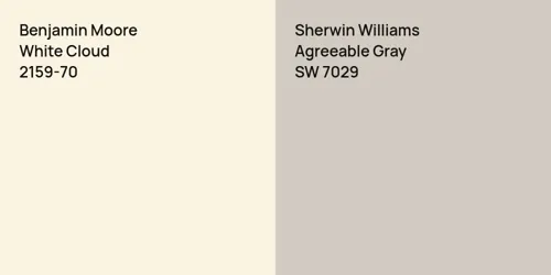 2159-70 White Cloud vs SW 7029 Agreeable Gray