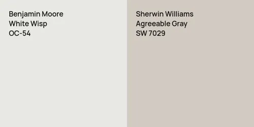 OC-54 White Wisp vs SW 7029 Agreeable Gray