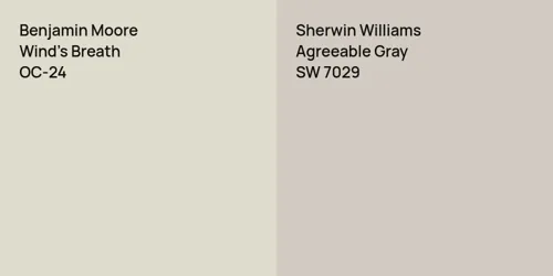 OC-24 Wind's Breath vs SW 7029 Agreeable Gray