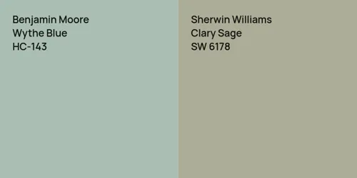 HC-143 Wythe Blue vs SW 6178 Clary Sage